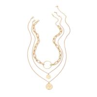 Mode-Multi-Layer-Halskette, Zinklegierung, mit Verlängerungskettchen von 2.36 inch, goldfarben plattiert, für Frau & Multi-Strang, 37m,40cm,50cm,2.5cm,1.3cm,2cm, 3SträngeStrang/Menge, verkauft von Menge
