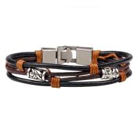 Men Bracelet, Faux Leather, with Tibetan Style, plated, fashion jewelry & for man, 60mm, Sold Per 8.5 Inch Strand