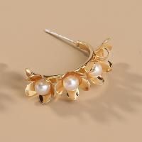 Zinc Alloy Stud Earring with 925 Sterling Silver gold color plated for woman white nickel lead & cadmium free Sold By Bag