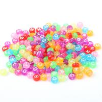 Alphabet Acrylic Beads, transparent & mixed, 7x3mm, 100x170mm, Hole:Approx 1mm, Approx 240PCs/Bag, Sold By Bag