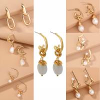 Freshwater Pearl Earrings, Tibetan Style, gold color plated, different styles for choice & for woman, more colors for choice, nickel, lead & cadmium free, Sold By Pair