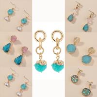 Zinc Alloy Drop Earrings with Ice Quartz Agate gold color plated & for woman nickel lead & cadmium free Sold By Pair