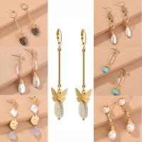 Freshwater Pearl Earrings Zinc Alloy gold color plated & for woman nickel lead & cadmium free Sold By Pair