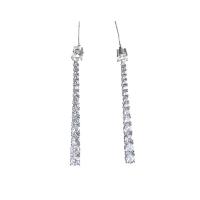 Stainless Steel Drop Earring, Cubic Zirconia, with Stainless Steel, fashion jewelry, more colors for choice, Sold By Pair