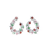 Messing oorbellen met micro-paved kubieke zirconia's, met Cubic Zirconia, mode sieraden, meer kleuren voor de keuze, Verkocht door pair