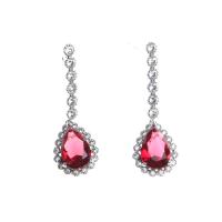 Cubic Zircon (CZ) Drop Earring, Brass, with Cubic Zirconia, fashion jewelry, more colors for choice, Sold By Pair