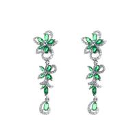 Cubic Zircon (CZ) Drop Earring, Brass, with Cubic Zirconia, fashion jewelry, more colors for choice, Sold By Pair