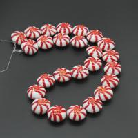 Raffineret Lampwork perler, Flad Rund, du kan DIY, rød, 16*10mm, Hole:Ca. 1mm, 100pc'er/Bag, Solgt af Bag
