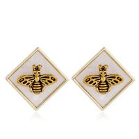 Tibetan Style Stud Earring, Bee, gold color plated, for woman & enamel, more colors for choice, nickel, lead & cadmium free, 23mm, Sold By Pair