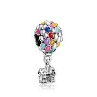 European Zinc Alloy Pendler, Hot Balloon, forgyldt, emalje, flerfarvede, 10x10x25mm, 50pc'er/Lot, Solgt af Lot