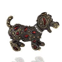 Tibetan Style Brooches, Dog, plated, fashion jewelry & for woman & with rhinestone, nickel, lead & cadmium free, 33x44mm, Sold By PC