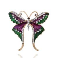 Tibetan Style Brooches, Butterfly, plated, fashion jewelry & for woman & with rhinestone, nickel, lead & cadmium free, 50x50mm, Sold By PC