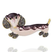 Zinc Alloy Brooches Dog plated fashion jewelry & for woman & with rhinestone nickel lead & cadmium free Sold By PC