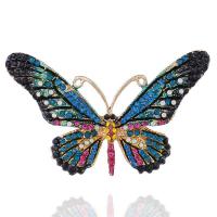 Zinc Alloy Brooches Butterfly plated fashion jewelry & for woman & with rhinestone nickel lead & cadmium free Sold By PC