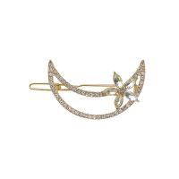 Hair Clip Zinc Alloy gold color plated for woman & with rhinestone nickel lead & cadmium free Sold By Pair