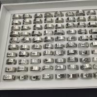 Anillo de dedo de acero inoxidable, forma de anillo, chapado, Joyería & tamaño del anillo mixto, plateado, tamaño:11-16, 100PCs/Caja, Vendido por Caja