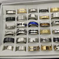 Rustfrit stål fingre Ringe, Stainless Steel, forgyldt, mode smykker & blandet ringstørrelse, blandede farver, Størrelse:11-16, 36pc'er/Bag, Solgt af Bag