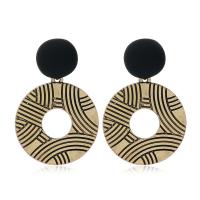 Zinc Alloy Drop Earrings Flat Round plated for woman nickel lead & cadmium free Sold By Pair