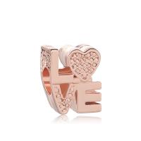 Zinc Alloy European Large Hole Beads Alphabet Letter rose gold color plated Sold By Lot