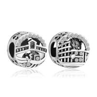 Zinc Alloy European Large Hole Beads plated & micro pave cubic zirconia & hollow Sold By Lot