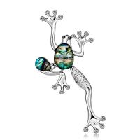 Zinc Alloy Brooches with Abalone Shell Frog silver color plated for woman & with rhinestone nickel lead & cadmium free Sold By PC