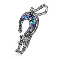 Zinc Alloy Brooches with Abalone Shell Cat silver color plated for woman & with rhinestone nickel lead & cadmium free Sold By PC