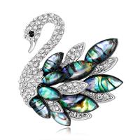 Shell Brooch Zinc Alloy with Abalone Shell silver color plated for woman & with rhinestone nickel lead & cadmium free Sold By PC