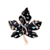 Shell Brooch Zinc Alloy rose gold color plated for woman & enamel & with rhinestone black nickel lead & cadmium free Sold By PC