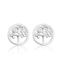 925 Sterling Silver Stud Earrings, Brass, silver color plated, for woman, nickel, lead & cadmium free, 8mm, Sold By Pair