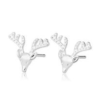 925 Sterling Silver Stud Earrings, Brass, silver color plated, for woman, nickel, lead & cadmium free, 14mm, Sold By Pair