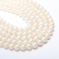 Cultured Round Freshwater Pearl Beads, natural, white, Grade AA, 9-10mm,13*8cm, Hole:Approx 0.8mm, Sold Per Approx 15 Inch Strand