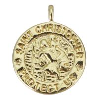 Brass Jewelry Pendants, Round, gold color plated, 15x18.50x3mm, Hole:Approx 1.5mm, 20PCs/Lot, Sold By Lot