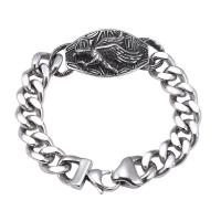 Men Bracelet, 316L Stainless Steel, plated, fashion jewelry & Unisex, silver color, Sold Per Approx 222 mm Strand