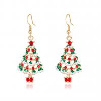 Christmas Earrings Zinc Alloy gold color plated for woman & enamel multi-colored nickel lead & cadmium free Sold By Pair