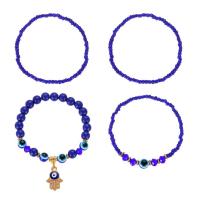 Evil Eye Jewelry Bracelet, Tibetan Style, Evil Eye Hamsa, 4 pieces & fashion jewelry, more colors for choice, Sold By Set