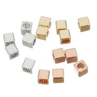 Brass Jewelry Beads,  Square, plated, fashion jewelry & DIY & for woman, more colors for choice, 3x3x3mm, Hole:Approx 2mm, 50PCs/Lot, Sold By Lot