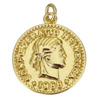 Brass Jewelry Pendants, Round, gold color plated, 16x19x2mm, Hole:Approx 2.5mm, 20PCs/Lot, Sold By Lot