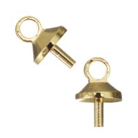 Brass Peg Bail, gold color plated, 5x7x5mm,1mm, Hole:Approx 1.5mm, 20PCs/Lot, Sold By Lot