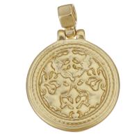 Brass Jewelry Pendants, Round, gold color plated, 17.50x20x2mm, Hole:Approx 2.5mm, 20PCs/Lot, Sold By Lot