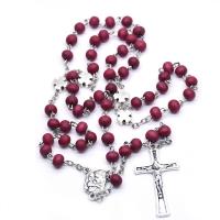 Rosary Necklace, Wood, plated, fashion jewelry & Unisex, Sold By Strand