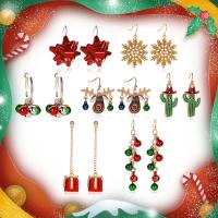 Boucles d'oreilles de Noël, alliage de zinc, Conception de Noël & bijoux de mode & styles différents pour le choix, plus de couleurs à choisir, +, Vendu par paire