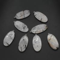 Pingentes em  jóias, misto de pedras semi-preciosas, elipse, polido, DIY, branco, 44*20*7mm, Buraco:Aprox 3mm, 5PCs/Bag, vendido por Bag