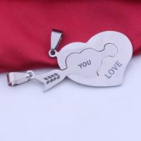 Stainless Steel Couple Pendants, Heart, plated, fashion jewelry & for couple, more colors for choice, 26*42mm, Sold By PC