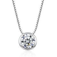 Brass Necklace with Cubic Zirconia Round plated fashion jewelry & for woman & with cubic zirconia 450*7mm Sold By Strand