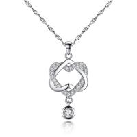 Cubic Zircon Micro Pave Brass Necklace, with Cubic Zirconia, Heart, platinum plated, fashion jewelry & for woman & with cubic zirconia, silver color, 32*18mm, Sold By Strand