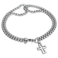Acier titane bracelet, croix, Placage, bijoux de mode & pour homme, argent, 230mm, Vendu par brin