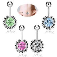 Stainless Steel Belly Ring, micro pave cubic zirconia, more colors for choice, 1.6mm,5mm,8mm, 10PCs/Lot, Sold By Lot