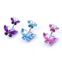Stainless Steel Belly Ring, Butterfly, micro pave cubic zirconia, more colors for choice, 5mm,1.6x11mm, 10PCs/Lot, Sold By Lot