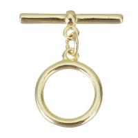 Brass Toggle Clasp, Round, gold color plated, 21x6.5x3mm,13.5x16.5x1.5mm, 20PCs/Lot, Sold By Lot