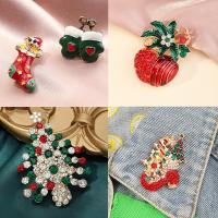 Christmas Brooches, Tibetan Style, plated, different styles for choice & for woman & with rhinestone, more colors for choice, nickel, lead & cadmium free, Sold By PC